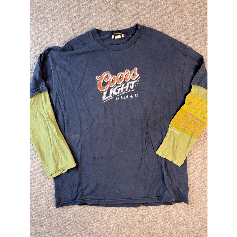 Hybrid Tees Coors Light Shirt Mens Large Navy Blue Long Sleeve Graphic Beer‎ Y2K